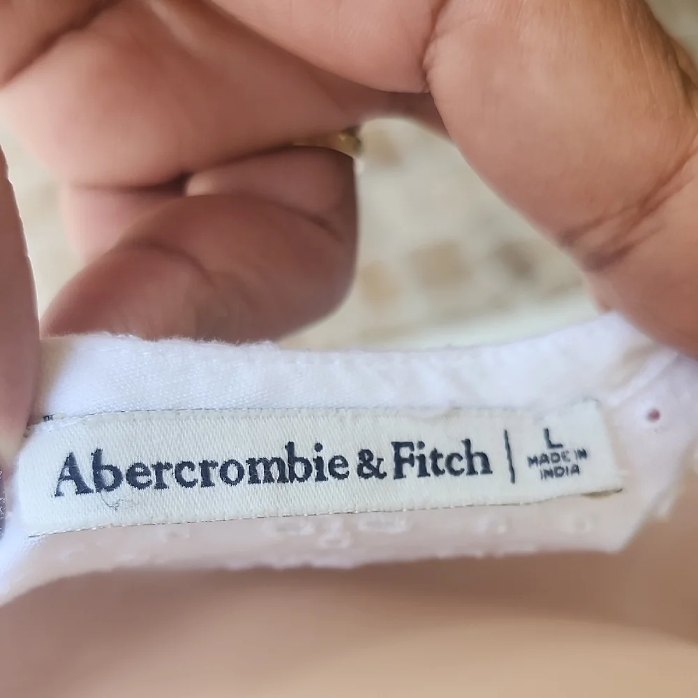 Abercrombie & Fitch White Puff Sleeve Wrap Crop Blouse - Picture 5 of 5